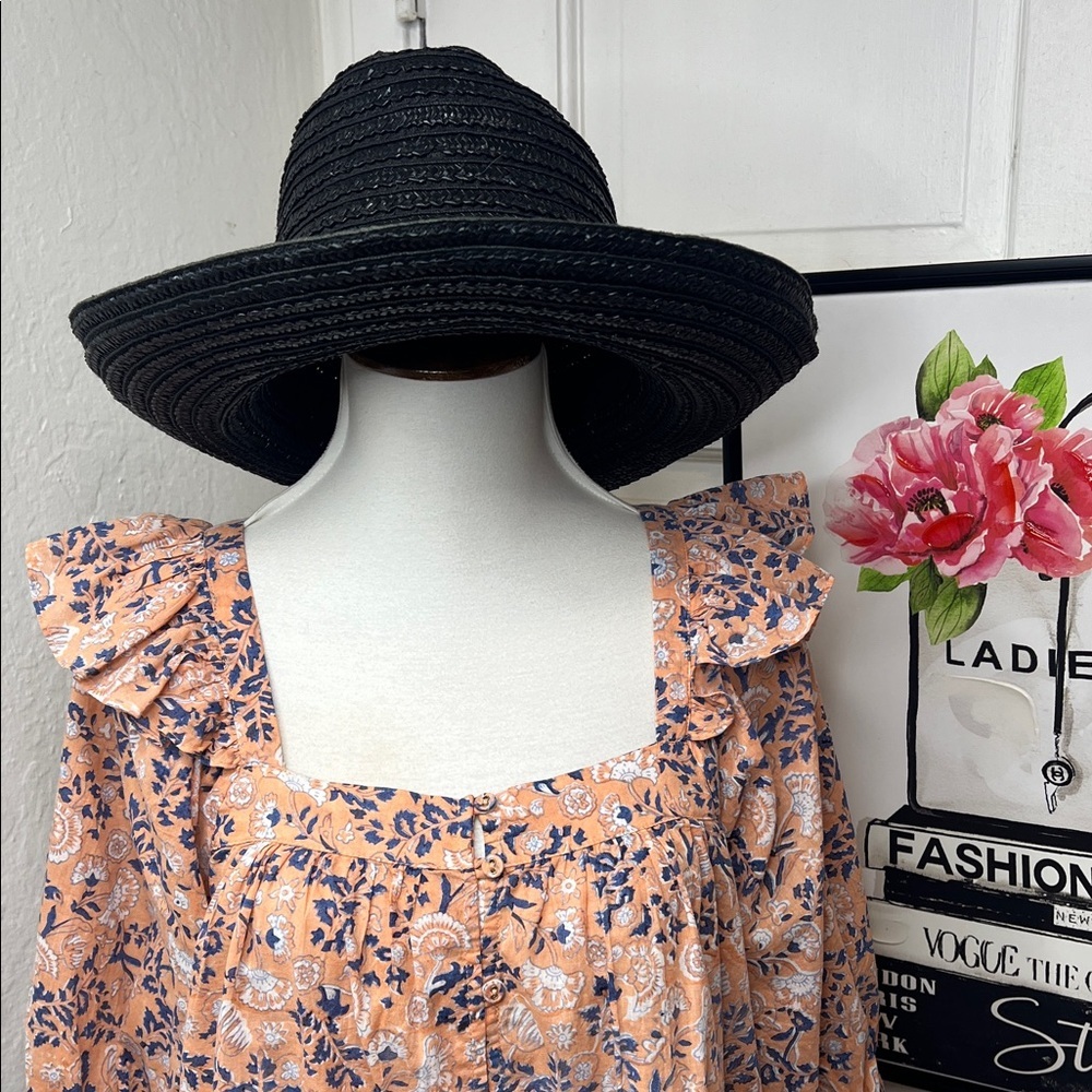 Eric Javits Black Signed Straw Hat